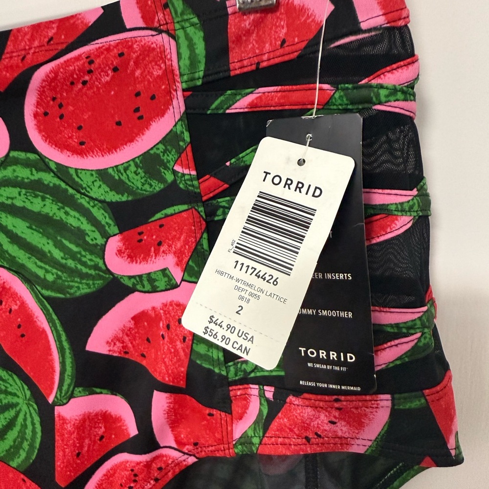 Torrid High Waist Watermelon Print Bottoms- Red and Green 2X - Picture 5 of 9